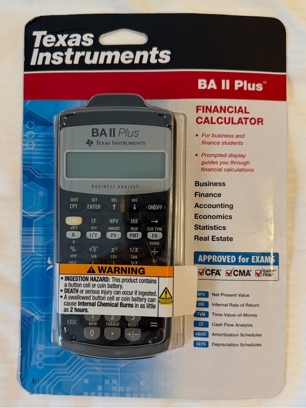 Texas Instruments BA II Plus Financial Calculator - Black, Silver
